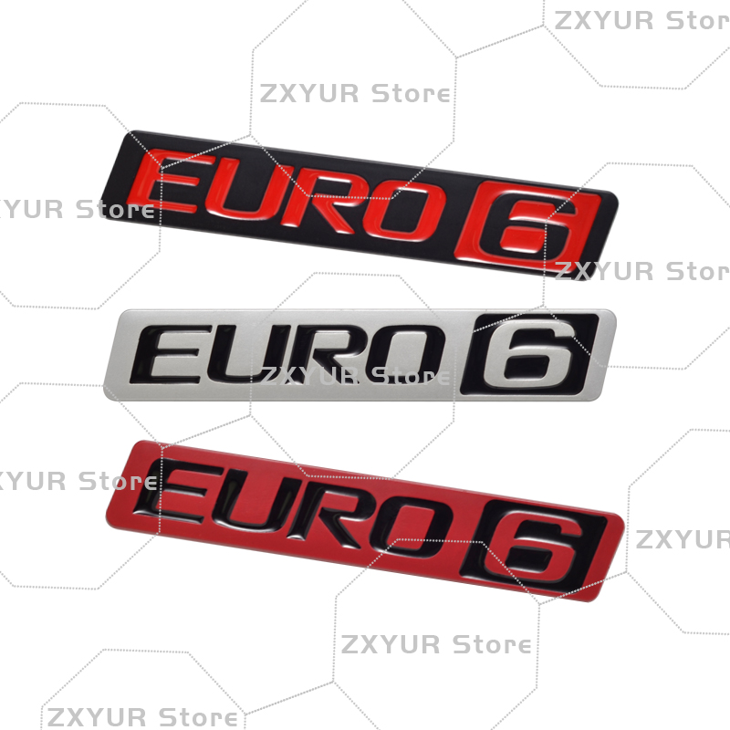 Heavy Equipment Volvo - Emblem Logam EURO 6 Stiker Mobil