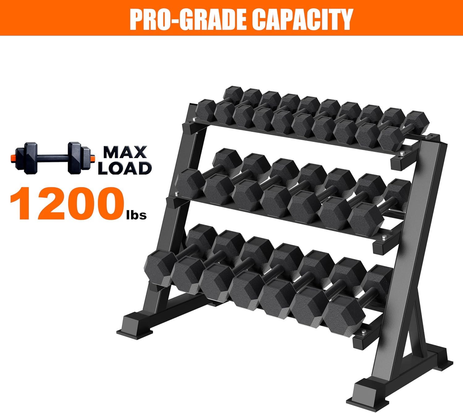 Rak Dumbbell Tiga Tingkat Heav - Heavy Equipment Training ulasan dan harga